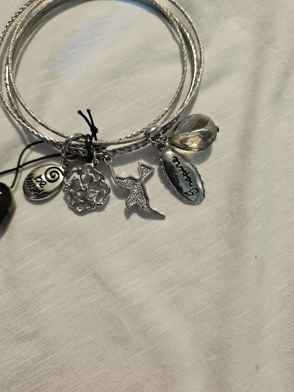Silver Tone Charm Bangle Bracelet Set - Nwt